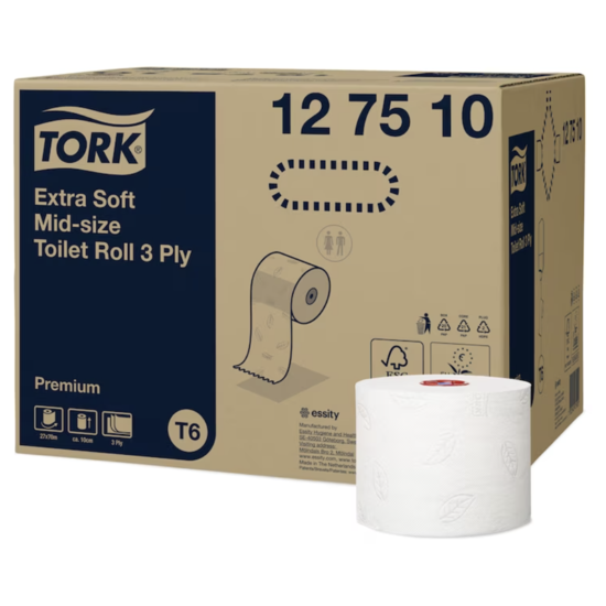 DispoDeals Tork 127510 toilet paper T6 premium compact 3 ply 70 meters X 10 centimeters (27 rolls)