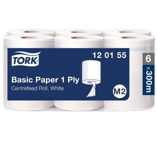 Tork Tork 120155 M2 6 Stück Putzrollen Universal 310 M-Rolle 1-lagig weiß 300 m x 20 cm Packung mit 6 Rollen (120155)