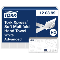 Tork 120399 H2 Xpress Multifold Hand Towels Advanced, 2-Ply, White, 21.2 × 34 cm, 2,856 Sheets