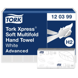 Tork 120399 H2 Xpress Multifold handdoeken Advanced 2-laags wit 21,2x34cm 2856 stuks