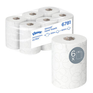 Kleenex® Ultra™ Slimroll™ papieren handdoeken op rol 2-laags - 6x100m