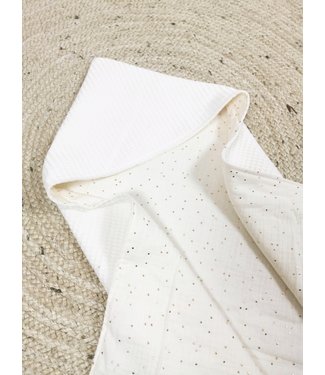 Wrap Blanket Offwhite Waffle & Gold Dots