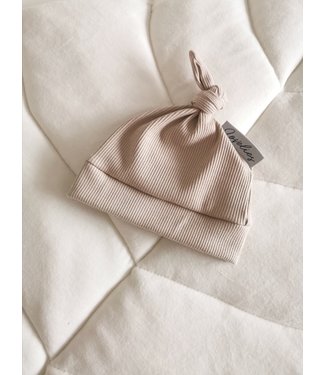 Knotted Hat Stretch Rib Beige