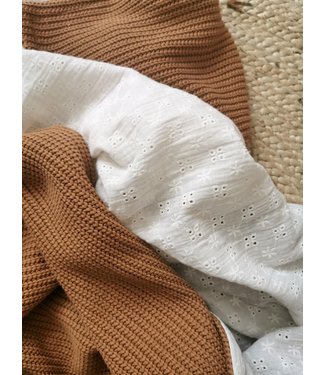 Wickeldecke Camel Knit & Offwhite Broderie