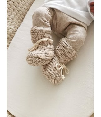 Knitted Baby Booties Sand (Teddy Lining)