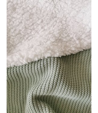 Strollerblanket Powdergreen Knit & White Teddy