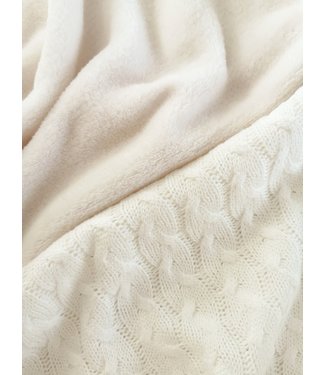 Wrap Blanket  Offwhite Cable Knit & Offwhite Wellness Fleece