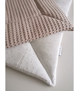 Laufgitterdecke Beige Grobe Waffel & Gold Dots