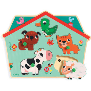 Puzzle Ouaf Woof with animals sounds Djeco