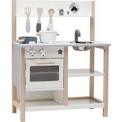 Wooden play kitchen natural-white Kids Concept