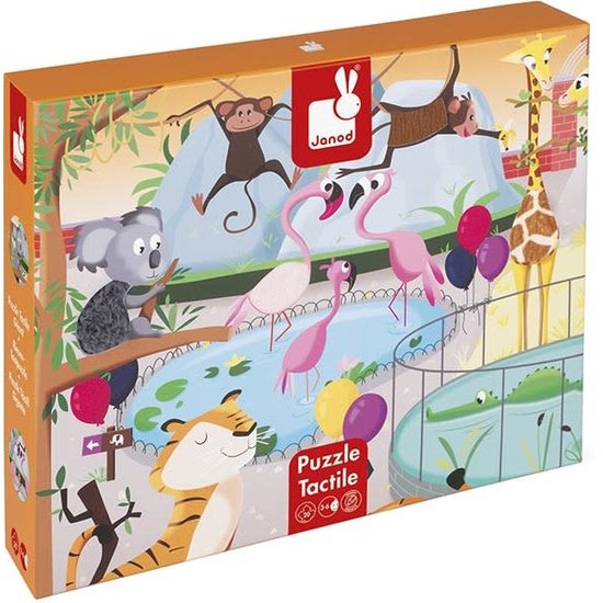 Janod speelgoed Janod - tactile puzzle - A day at the zoo - 20pcs +3yrs