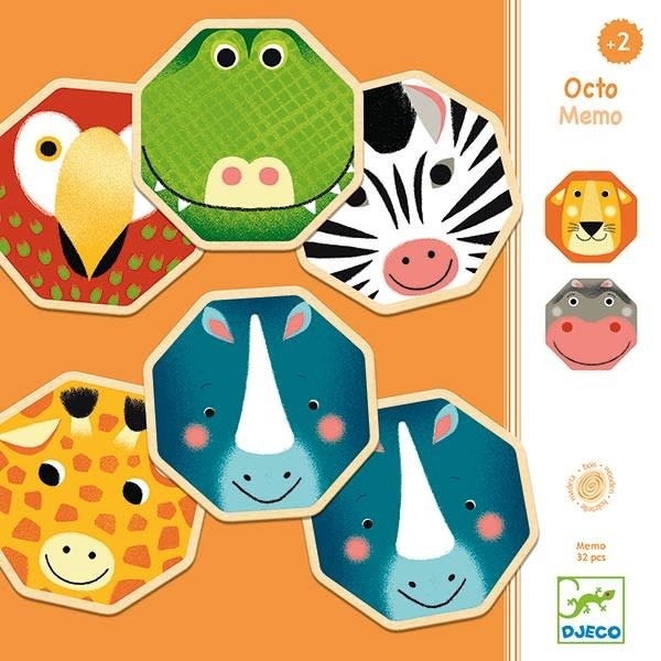 Djeco Octo Memo Memory Animaux Sauvages 2 Ans Little Thingz