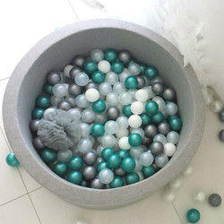 Ball pit grey 200 balls transp-silver-white-turq