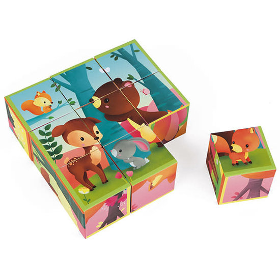 Janod Janod - puzzle 9 cubes - Kubkid - Animaux de la Forêt +2 ans