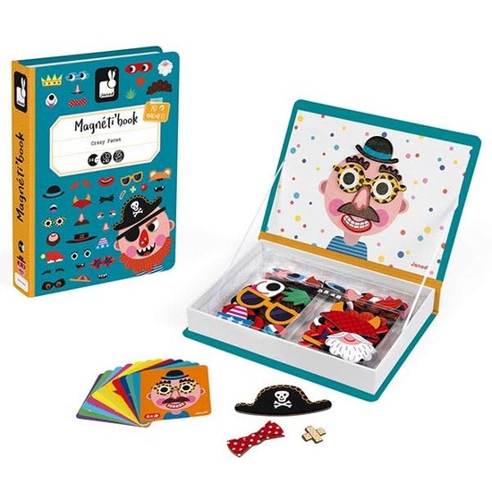 Janod Janod - magnetibook visages fous garçon - 82pcs 3-8 ans