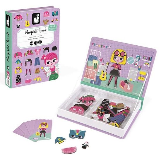 Janod speelgoed Janod - Magnetic Book Girl's Costumes - 54pcs 3-8yrs