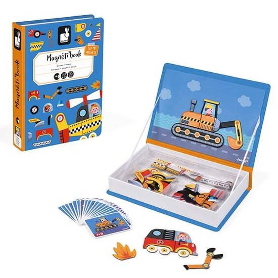 Janod speelgoed Janod - magnetibook Racers vehicules - 68pcs 3-8 ans