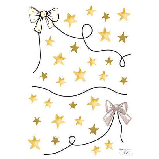 Lilipinso Flamingo wall stickers bows and stars gold - Lilipinso