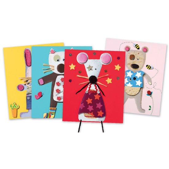 Djeco Boîte de bricolage amusant collages pour les petits - Animaux drôles - Djeco