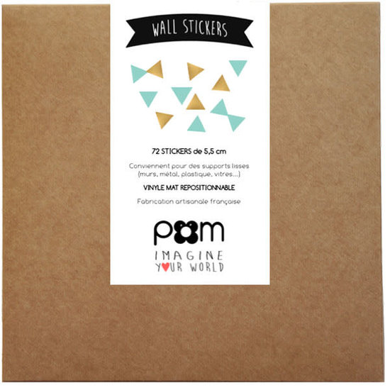 Pom Le Bonhomme Stickers muraux triangles or et mint - Pöm Le Bonhomme - set de 72 stickers