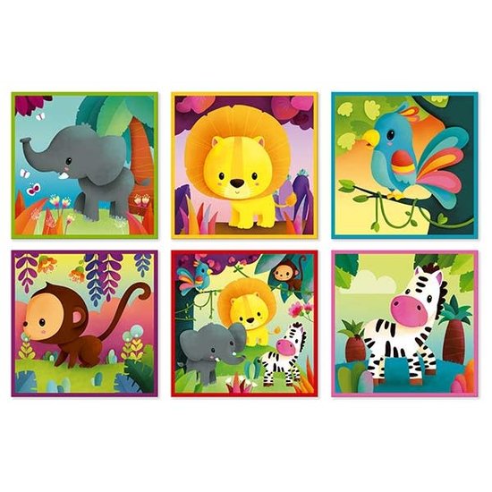 Janod Janod - puzzle 9 cubes - Kubkid - Animaux de la Jungle +2 ans