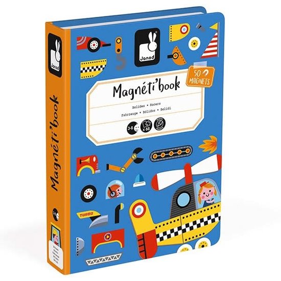 Janod Janod - Magnetic Book Racers Vehicles - 68pcs 3-8yrs
