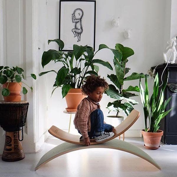 Balance Board Wobbel Original clear lacquered with felt Forest