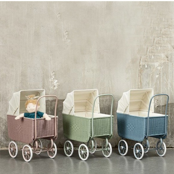 green dolls pram