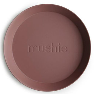Mushie round dinnerware plates 2 pack - Woodchuck