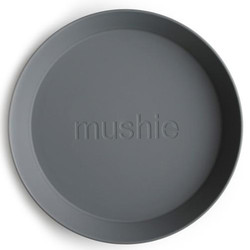 Mushie round dinnerware plates 2 pack - Smoke