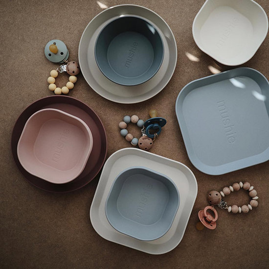 Mushie Mushie vierkante kommen set van 2 - Blush