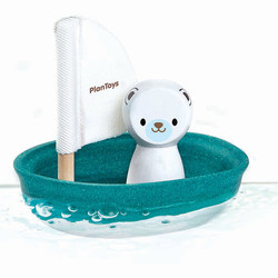 Bath toy sailboat polar bear - Plan Toys +1 yr