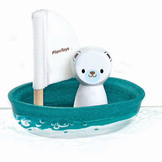 Plan Toys Bath toy sailboat polar bear - Plan Toys +1 yr