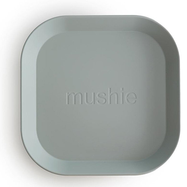 Kloppen Netelig Activeren Mushie vierkante borden set van 2 - Sage | Little Thingz
