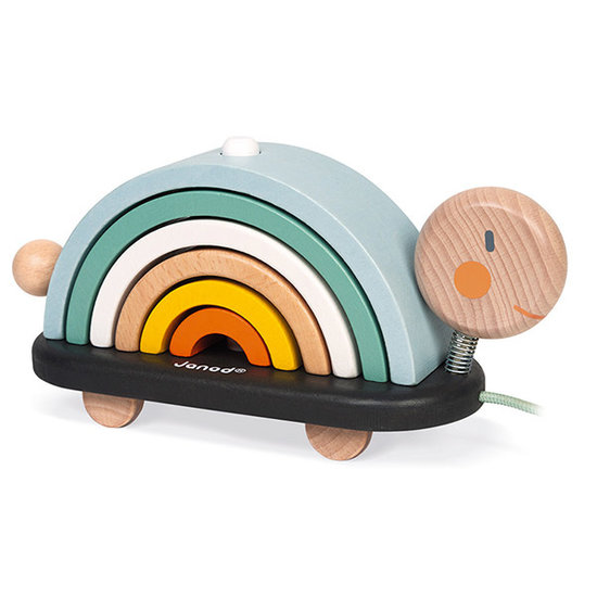 Janod speelgoed Pull along toy rainbow turtle Sweet Cocoon - Janod
