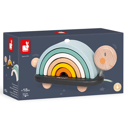 Janod Pull along toy rainbow turtle Sweet Cocoon - Janod