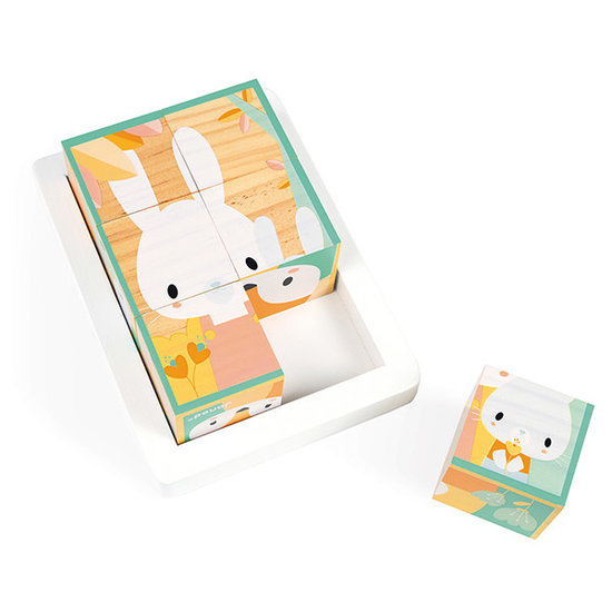Janod Janod barquette 6 cubes animaux Pure