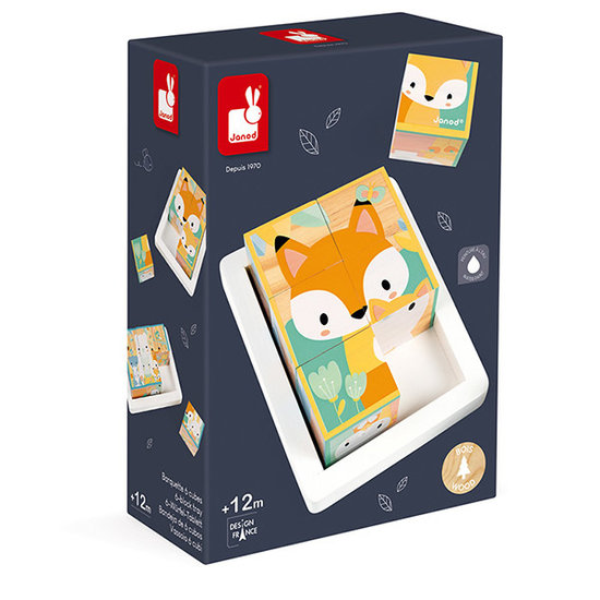 Janod Janod barquette 6 cubes animaux Pure