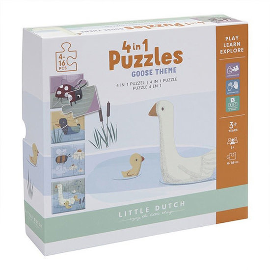 Little Dutch Little Dutch 4 in 1 Puzzle Little Goose 4-6-9-16T