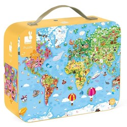 Janod valisette puzzle carte du monde 300pc +6ans