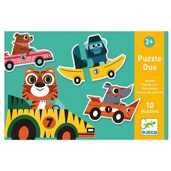 Djeco Puzzle Duo Rennwagen 10x 2St