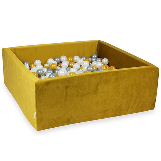 Moje Ball pit velvet gold 110x110x40cm incl. balls - Moje