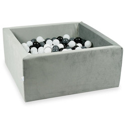 Ball pit velvet grey 90x90x40cm incl. balls - Moje