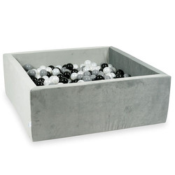 Ball pit velvet grey 110x110x40cm incl. balls - Moje