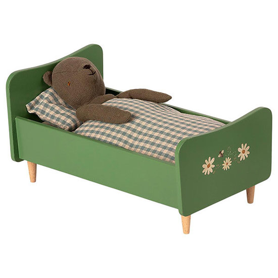 Maileg Maileg wooden bed Teddy dad - Dusty green 26cm