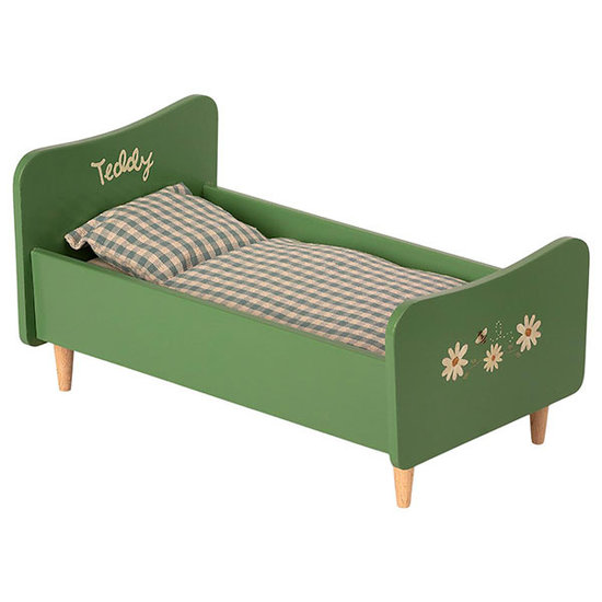 Maileg Maileg wooden bed Teddy dad - Dusty green 26cm