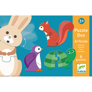 Djeco puzzle duo animaux 6x 2pcs