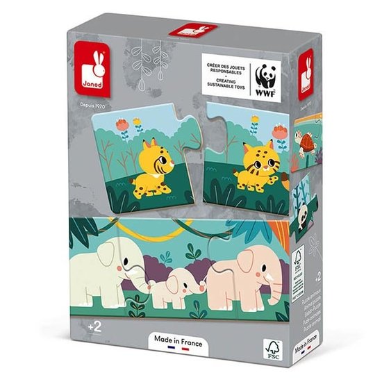 Janod speelgoed Janod puzzle animals 10x 3 pieces WWF®