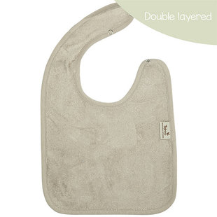 Bavoir XL double couche Feather Grey 26x38cm - Timboo