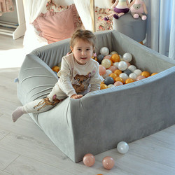 Ball pit velvet light grey 90x90x40 +balls - Moje